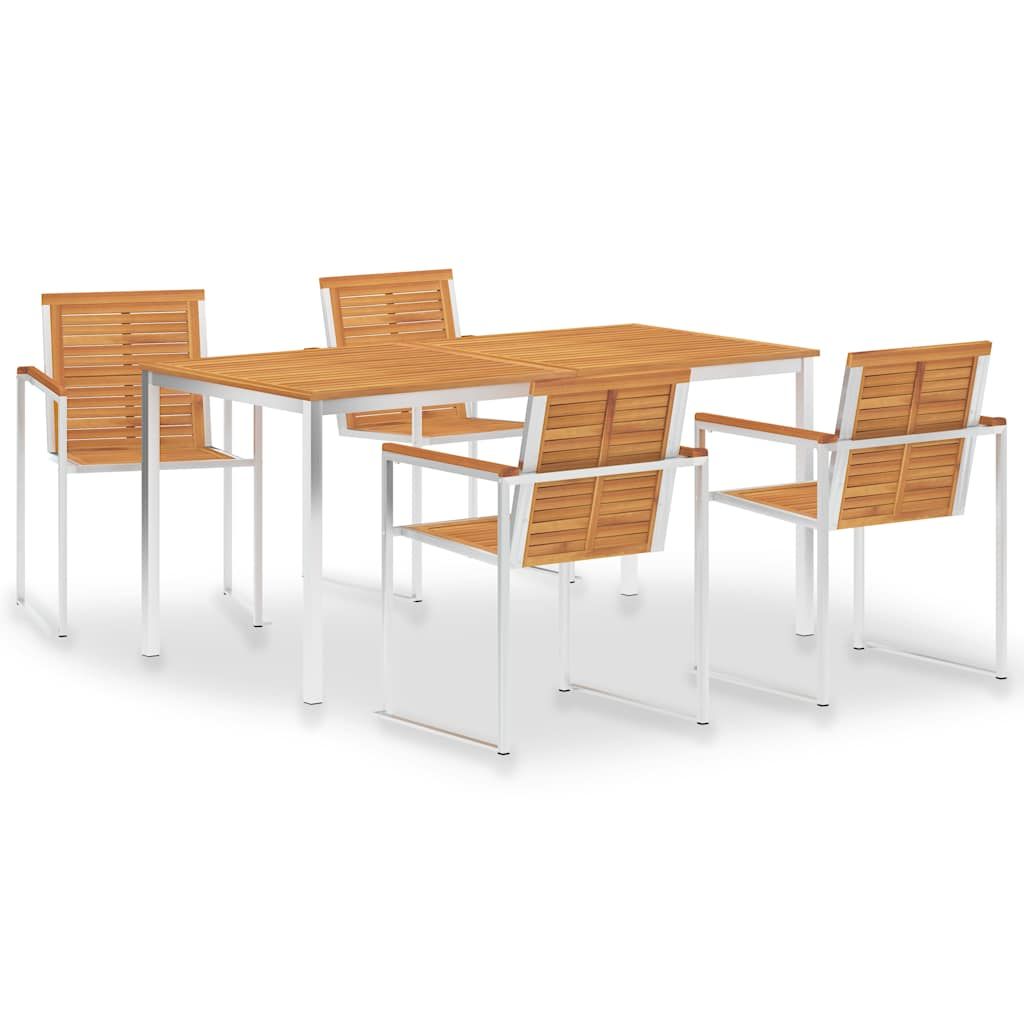 Set da Pranzo da Giardino 5 pz Massello Acacia e Acciaio Inox vidaXL