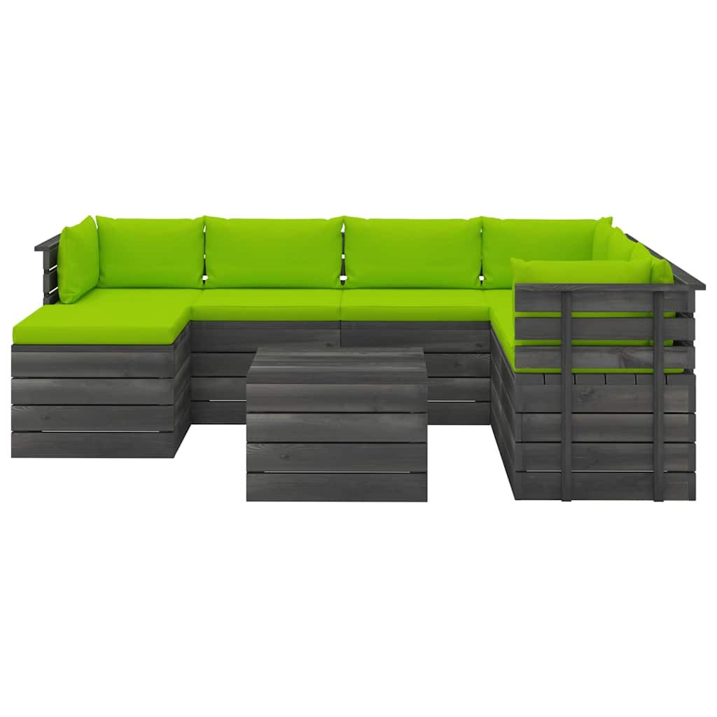 Set Divani da Giardino su Pallet 8 pz con Cuscini Massello Pino vidaXL