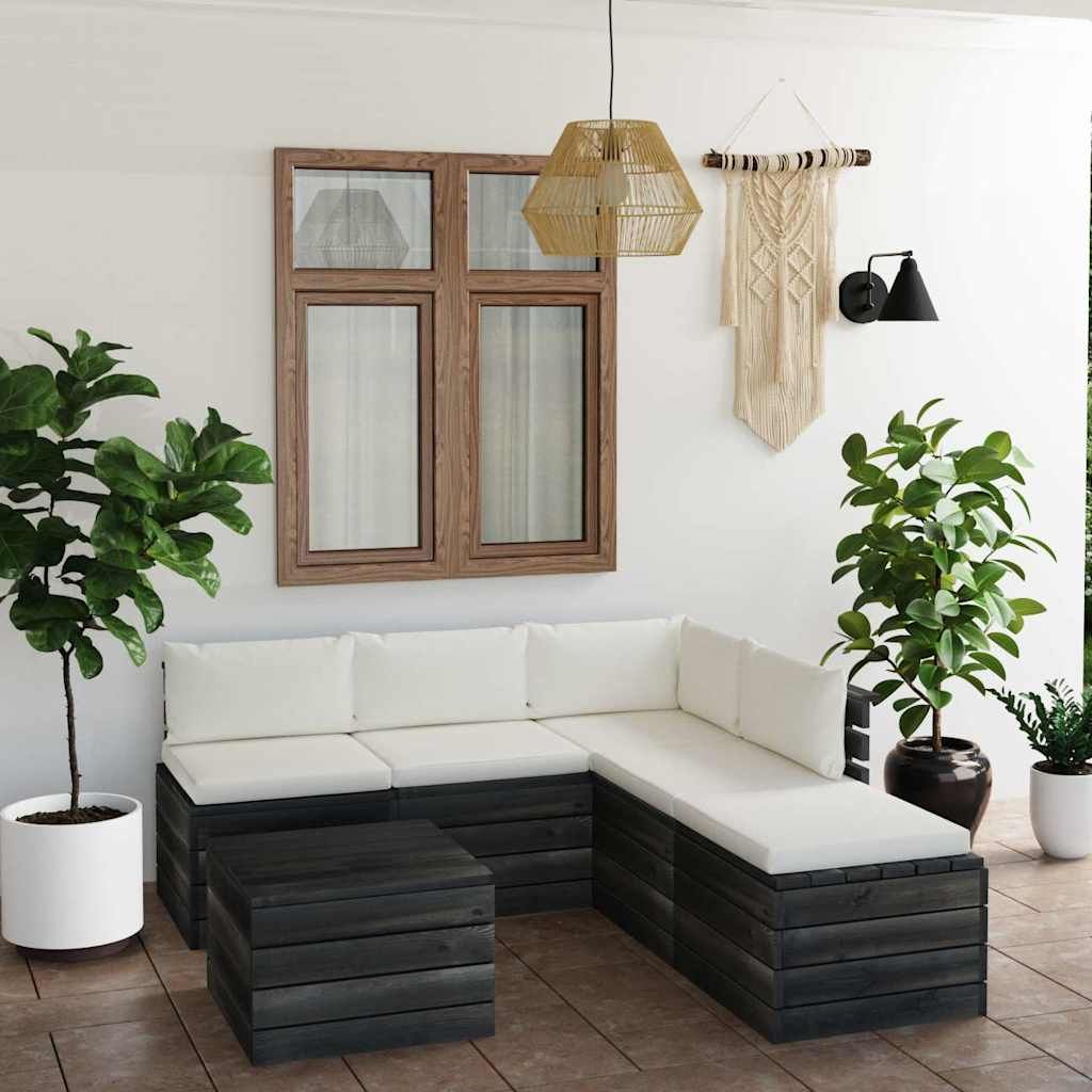 Set Divani da Giardino su Pallet 6 pz con Cuscini Massello Pino vidaXL