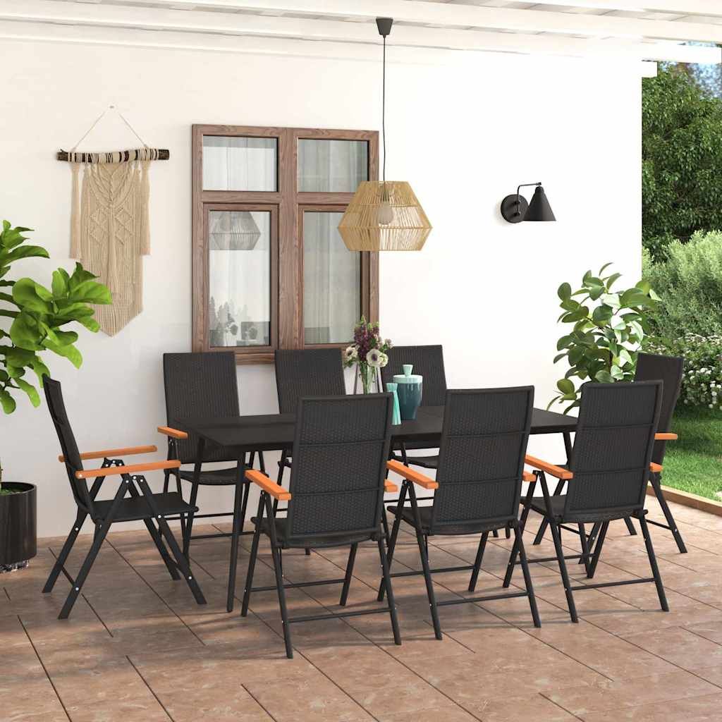 Set da Pranzo da Giardino 9 pz Nero e Marrone vidaXL