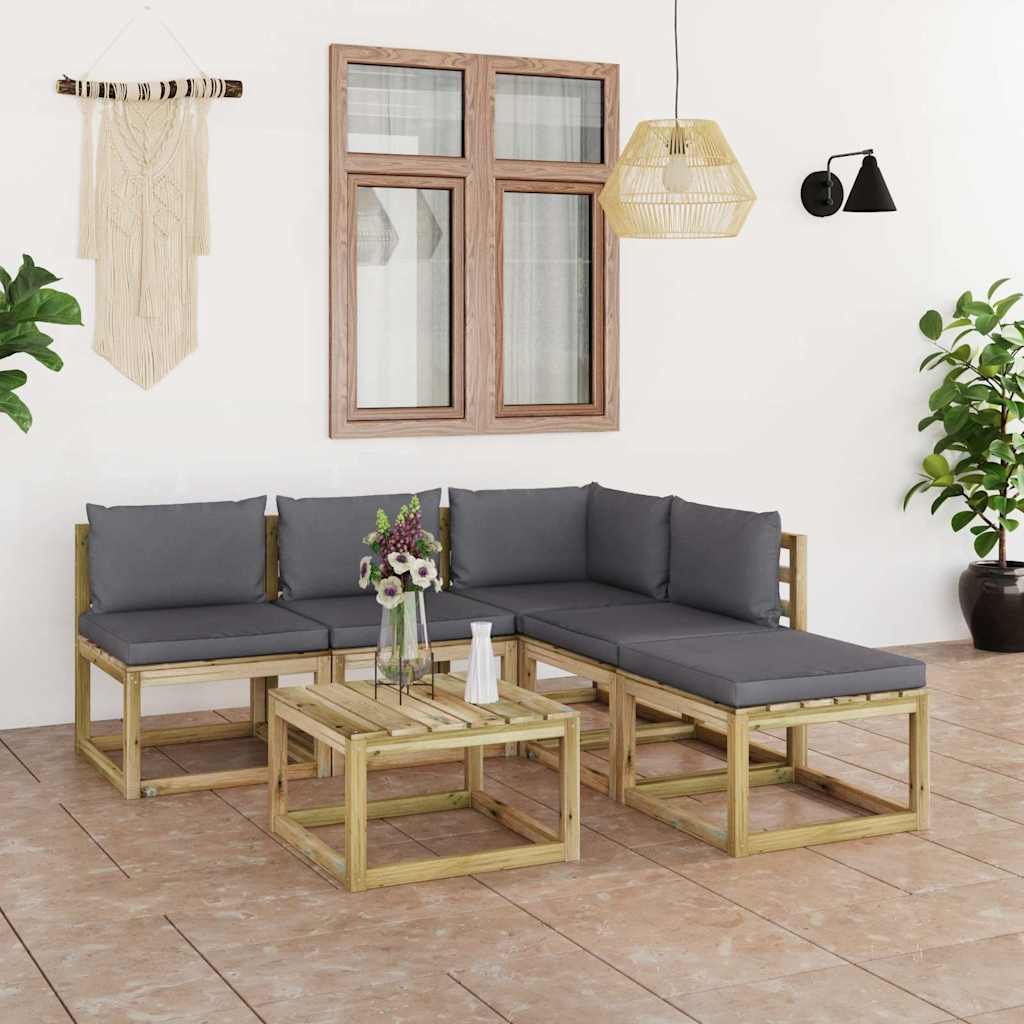 Set Salotto da Giardino 6 pz con Cuscini Antracite vidaXL