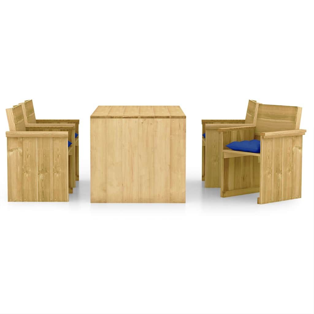 Set Pranzo da Giardino 5pz con Cuscini Legno di Pino Impregnato vidaXL