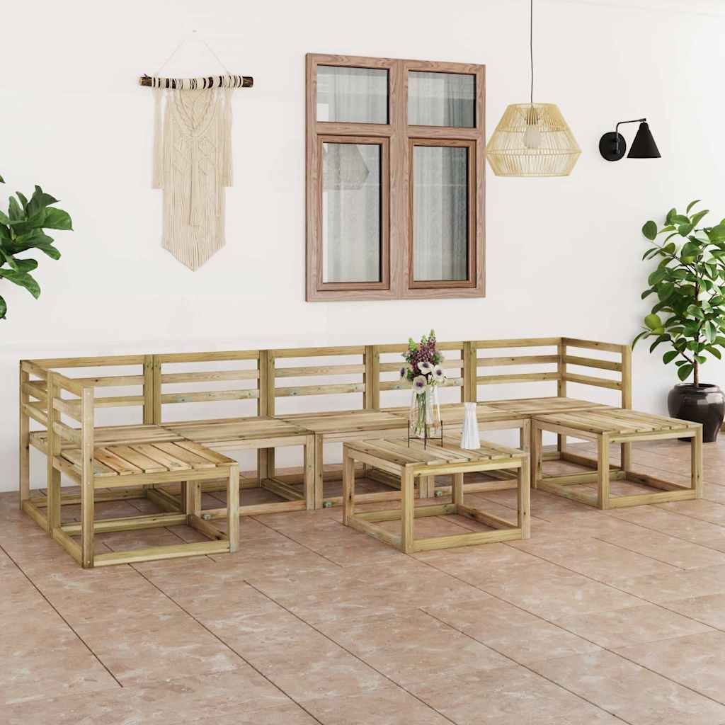 Set Salotto da Giardino 8 pz in Legno di Pino Impregnato Verde vidaXL