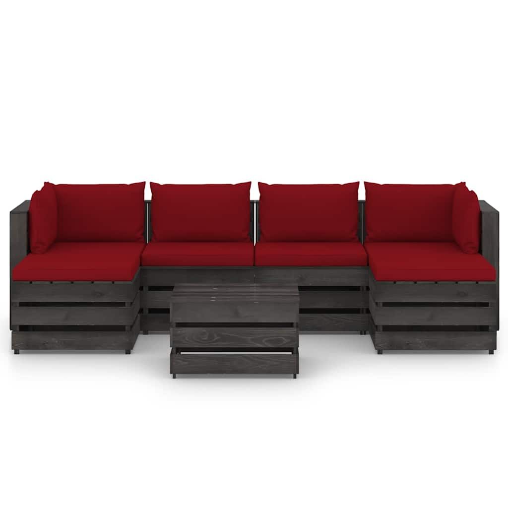 Set Salotto da Giardino 7pz con Cuscini Legno Impregnato Grigio vidaXL