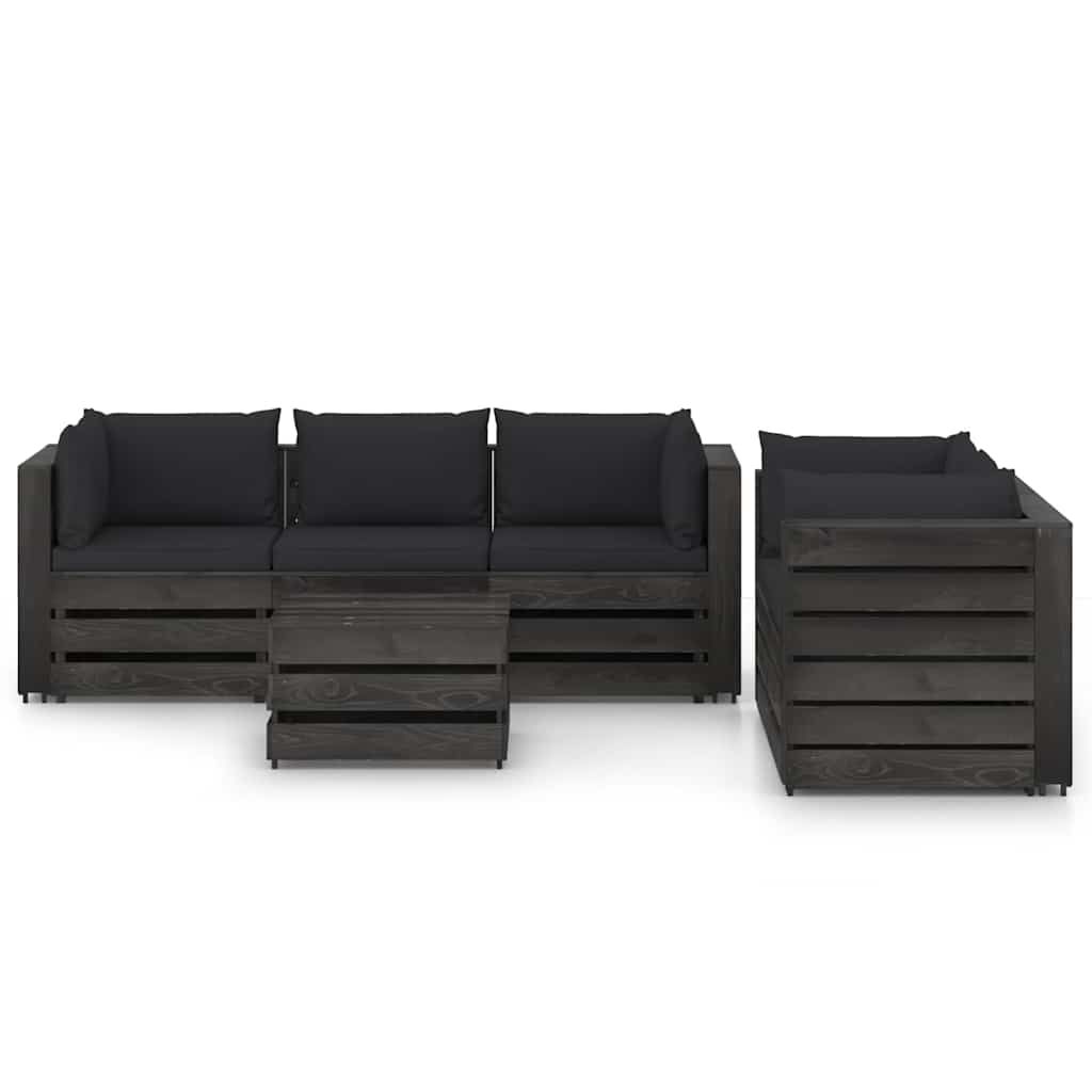 Set Salotto da Giardino con Cuscini 6pz Legno Impregnato Grigio vidaXL