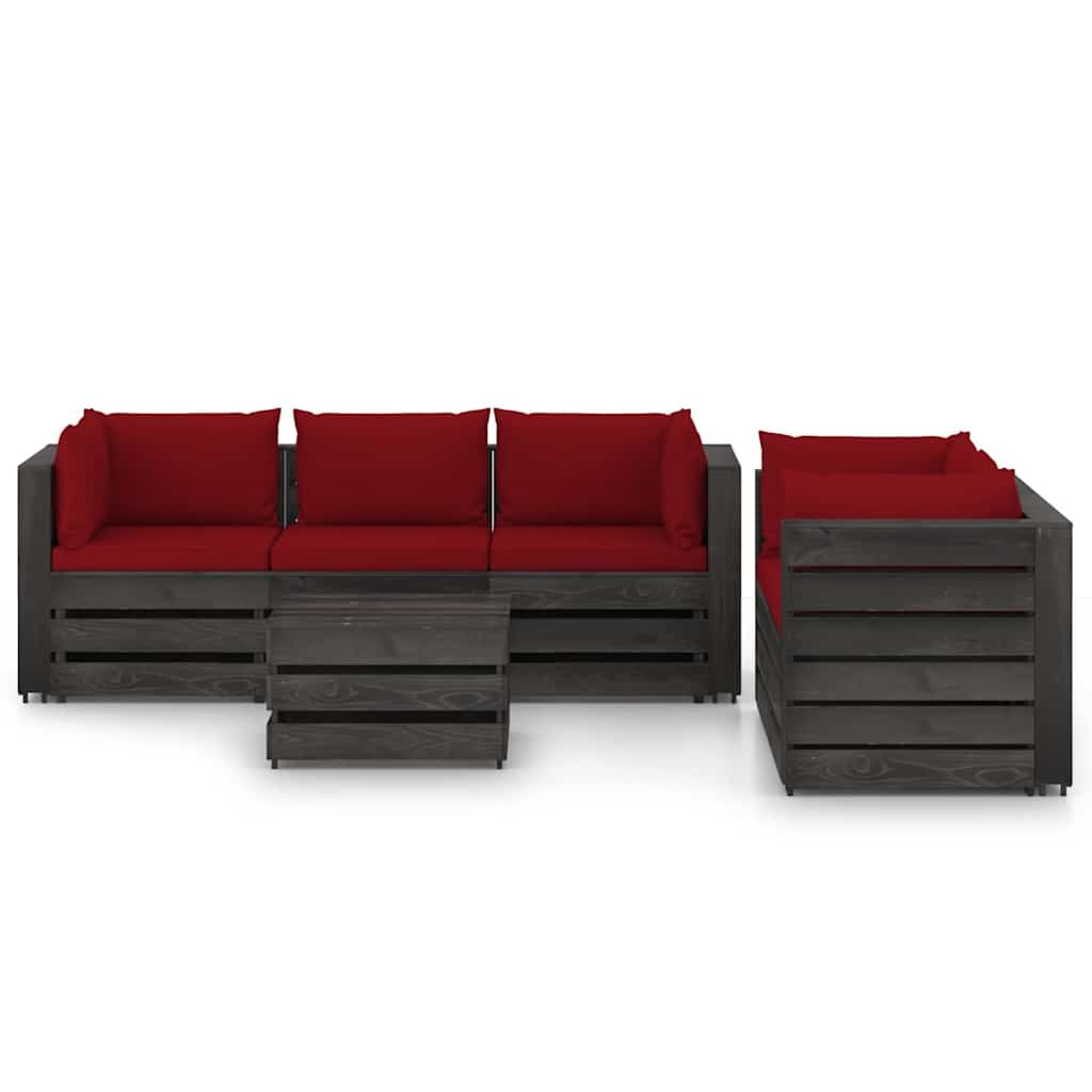 Set Salotto da Giardino con Cuscini 6pz Legno Impregnato Grigio vidaXL