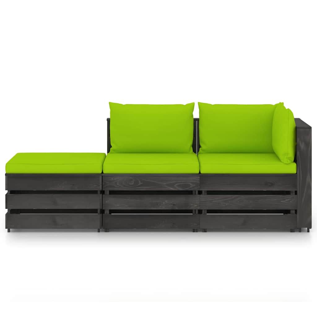 Set Divani da Giardino con Cuscini 3 pz Legno Impregnato Grigio vidaXL