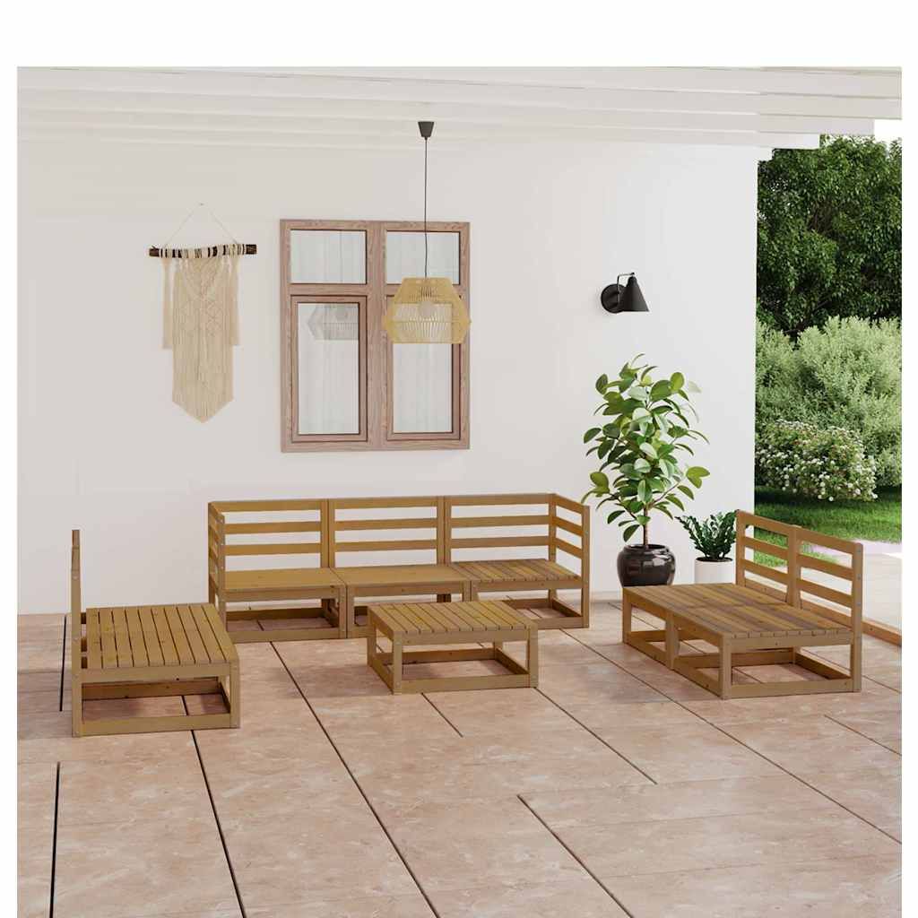 Set Salotto da Giardino 8pz Marrone Ambra Legno Massello Pino vidaXL