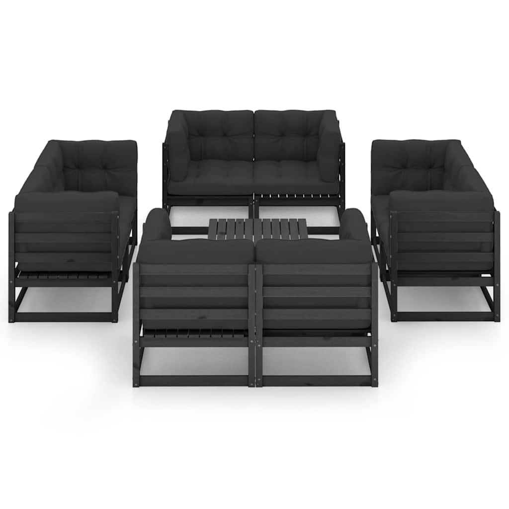 Set Divani da Giardino 9 pz con Cuscini Legno Massello di Pino vidaXL