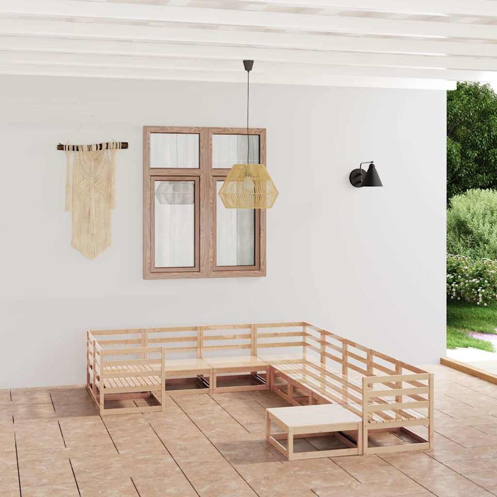 Set Divani da Giardino 10 pz in Legno Massello di Pino vidaXL