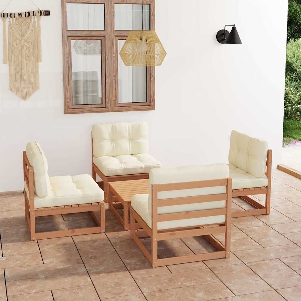 Set Divani da Giardino 5 pz con Cuscini Legno Massello di Pino vidaXL