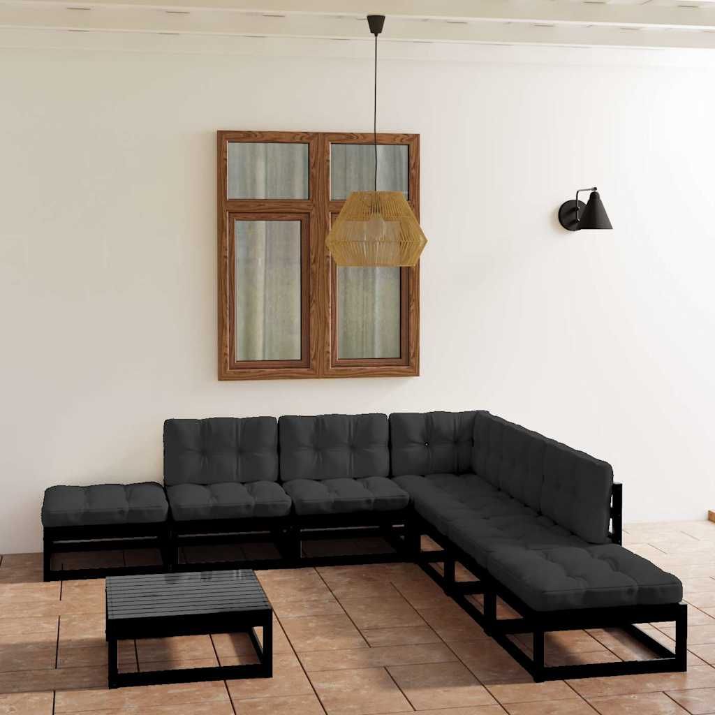 Set Divani da Giardino 8 pz con Cuscini Legno Massello di Pino vidaXL