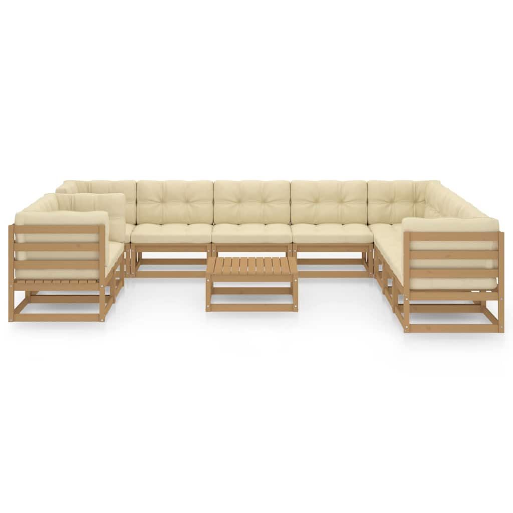 Set Salotto Giardino e Cuscini 11 pz Legno Massello Pino Ambra vidaXL