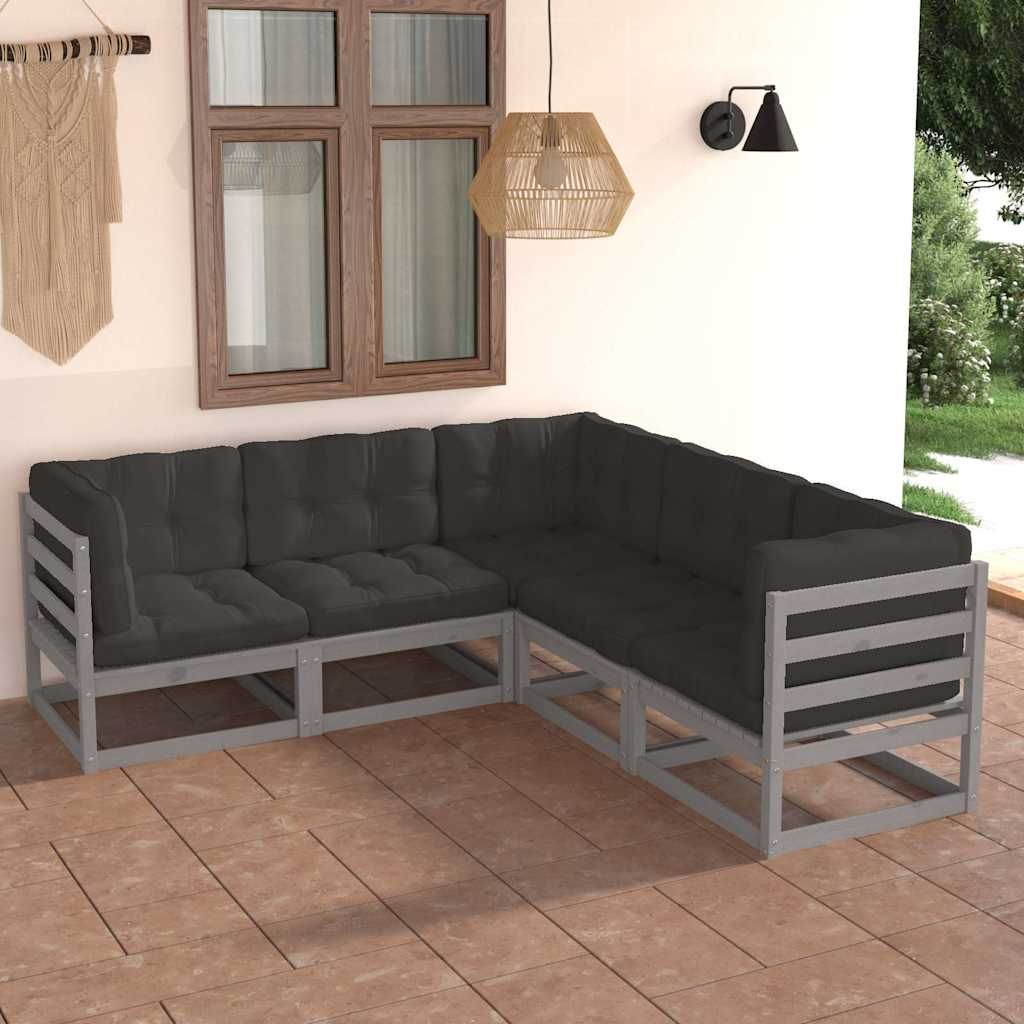 Set Divani Giardino 6 pz con Cuscini in Legno Massello di Pino vidaXL
