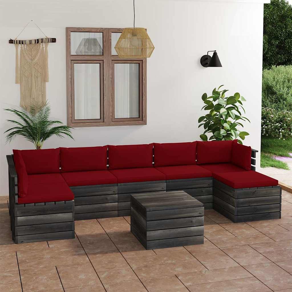 Set Divani da Giardino su Pallet 8 pz con Cuscini Massello Pino vidaXL