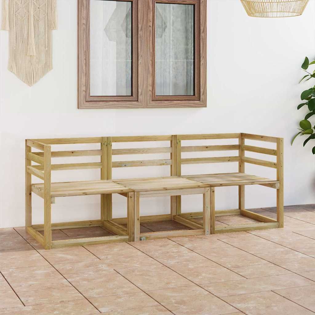Divano da Giardino a 3 Posti Legno di Pino Impregnato Verde vidaXL