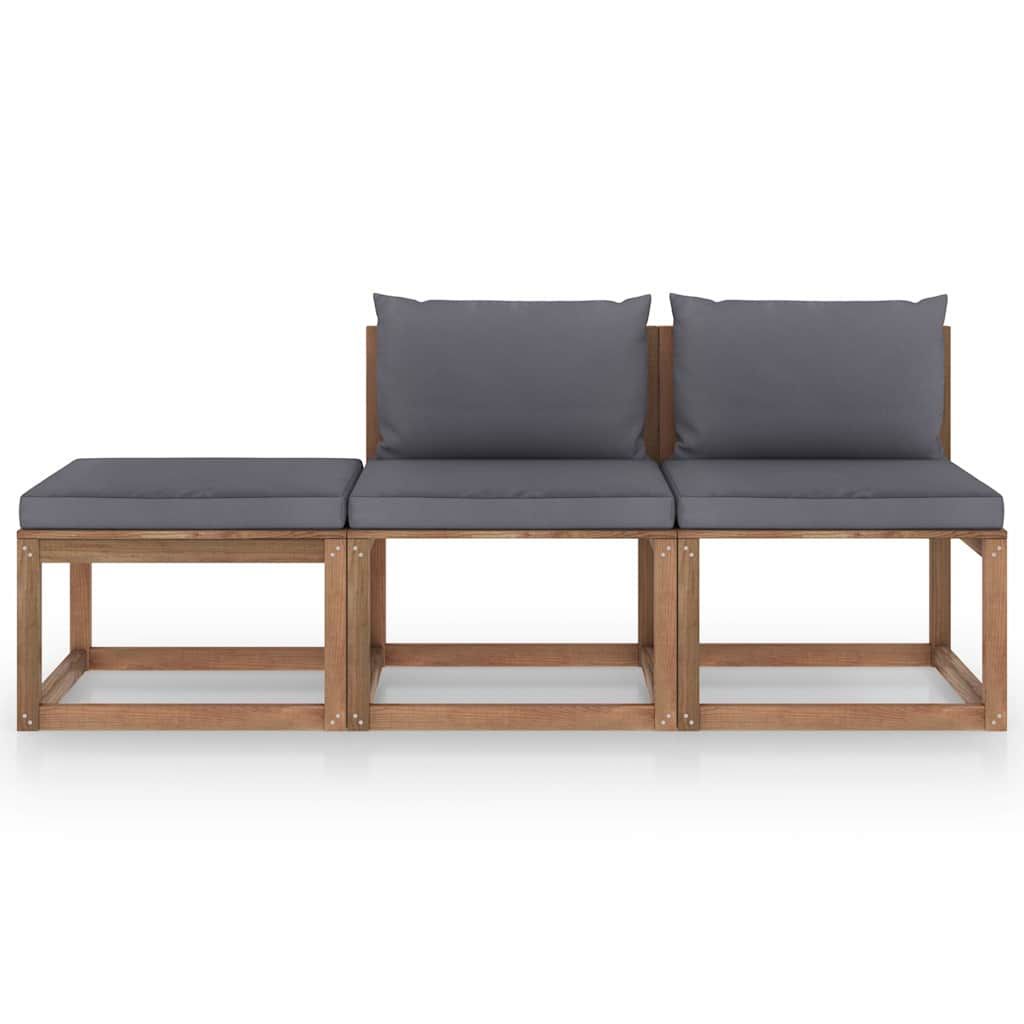 Set Salotto Giardino Pallet Cuscini 3 pz Legno Pino Impregnato vidaXL