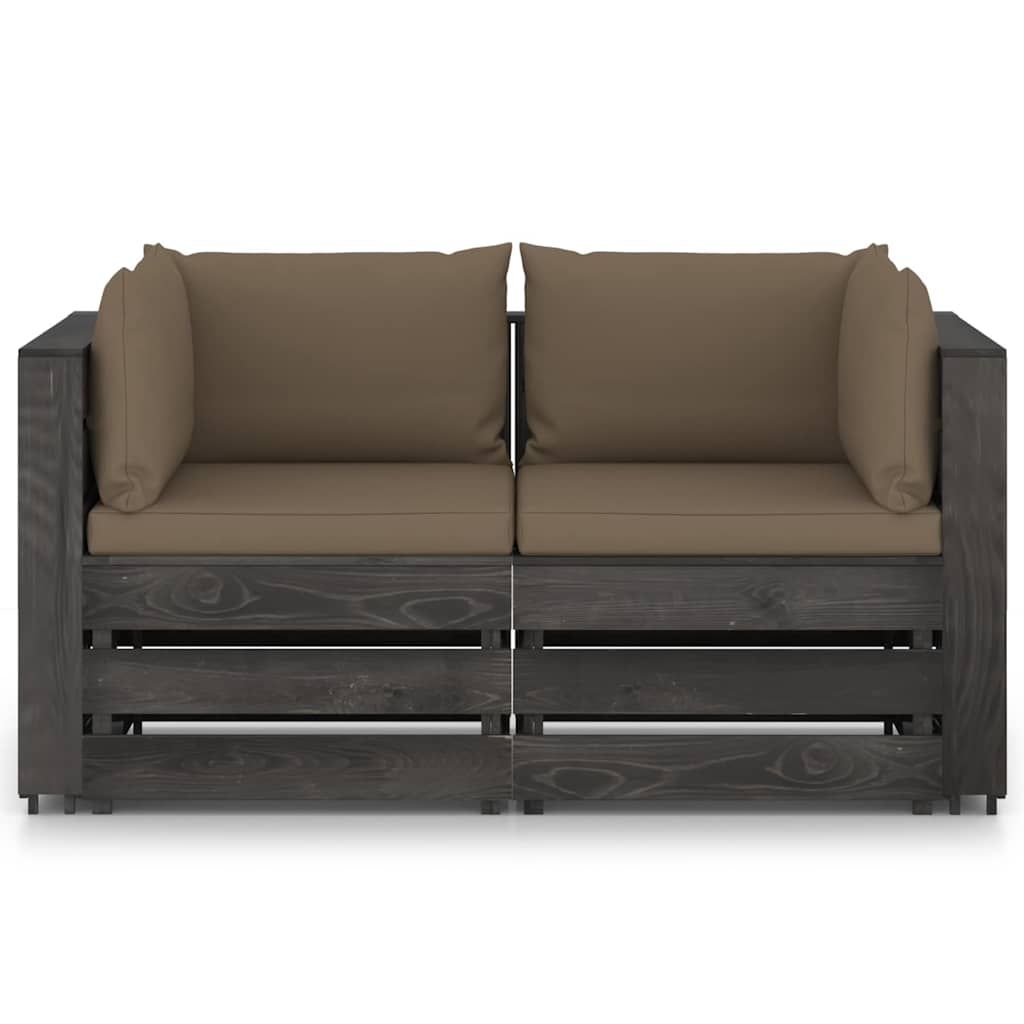 Divano da Giardino 2 Posti con Cuscini Legno Impregnato Grigio vidaXL
