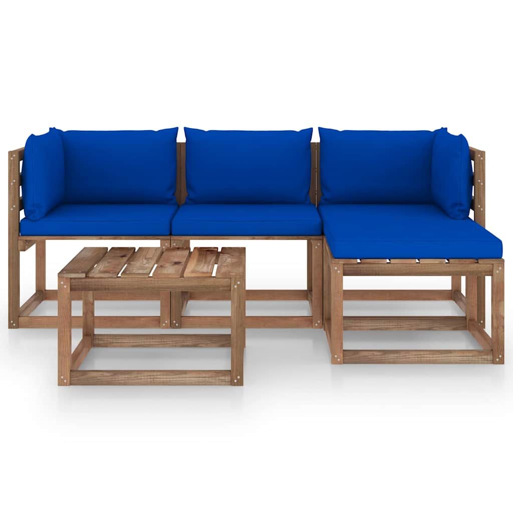 Set Salotto da Giardino 5 pz con Cuscini Blu vidaXL