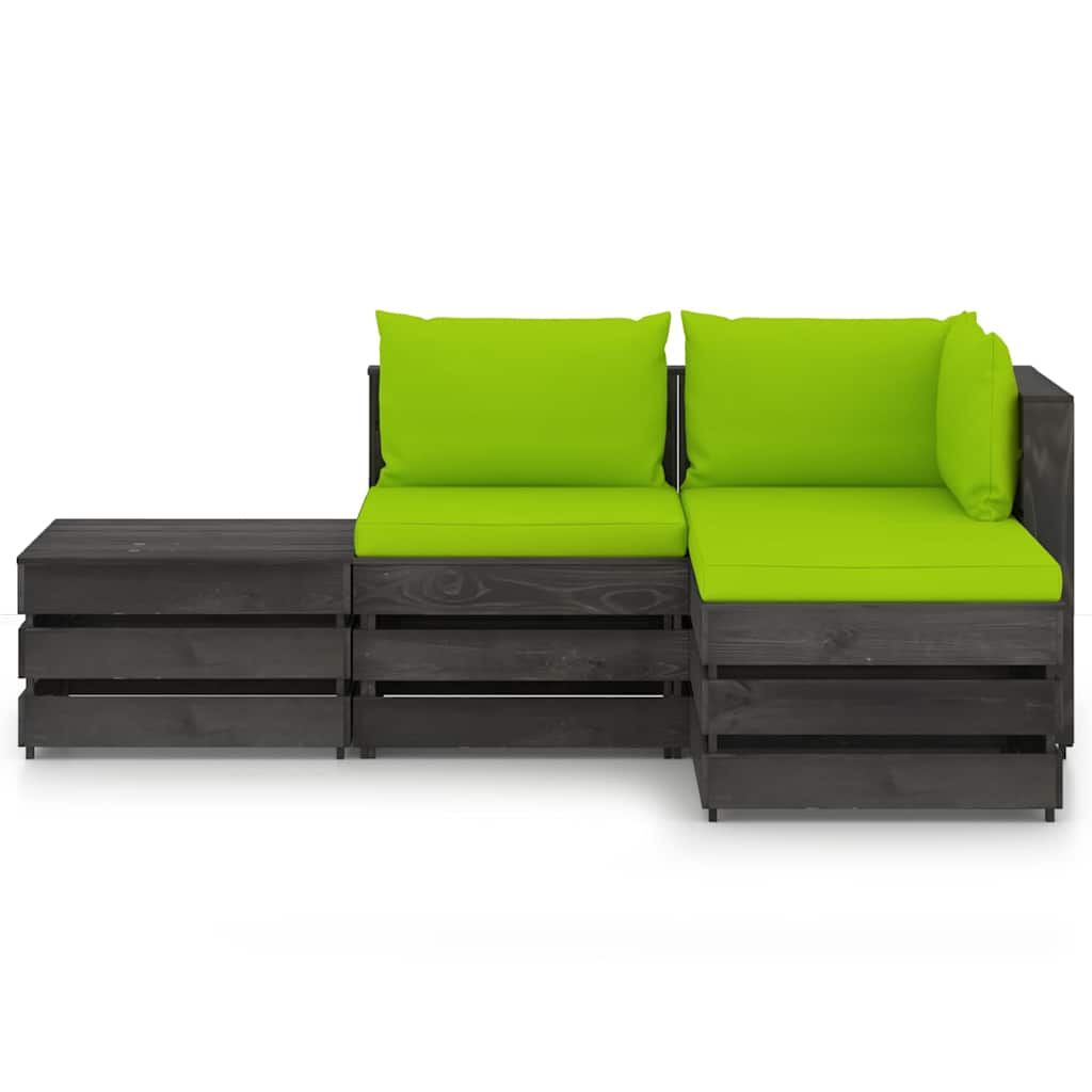 Set Divani da Giardino con Cuscini 4 pz Legno Impregnato Grigio vidaXL