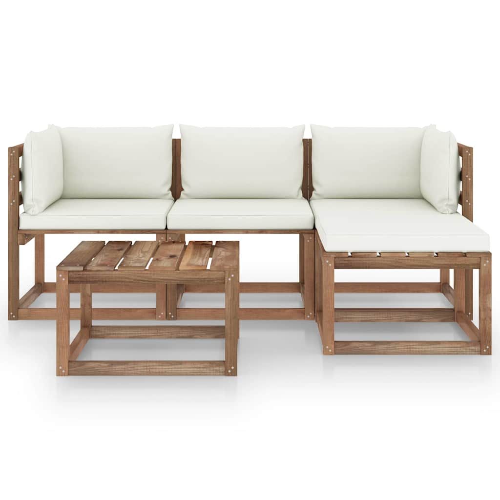 Set Salotto da Giardino 5pz con Cuscini Crema vidaXL
