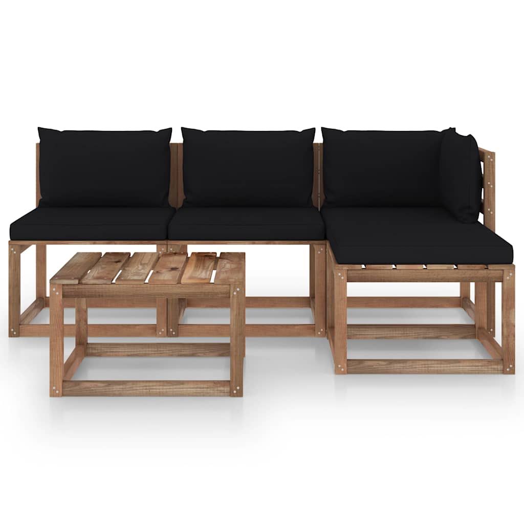 Set Salotto Giardino Pallet Cuscini 5 pz Legno Pino Impregnato vidaXL
