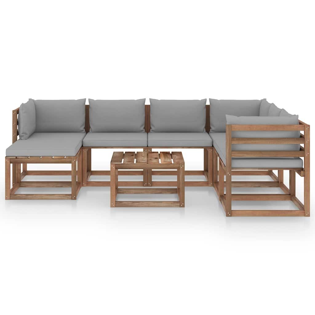 Set Divani da Giardino 8 pz con Cuscini Grigio vidaXL