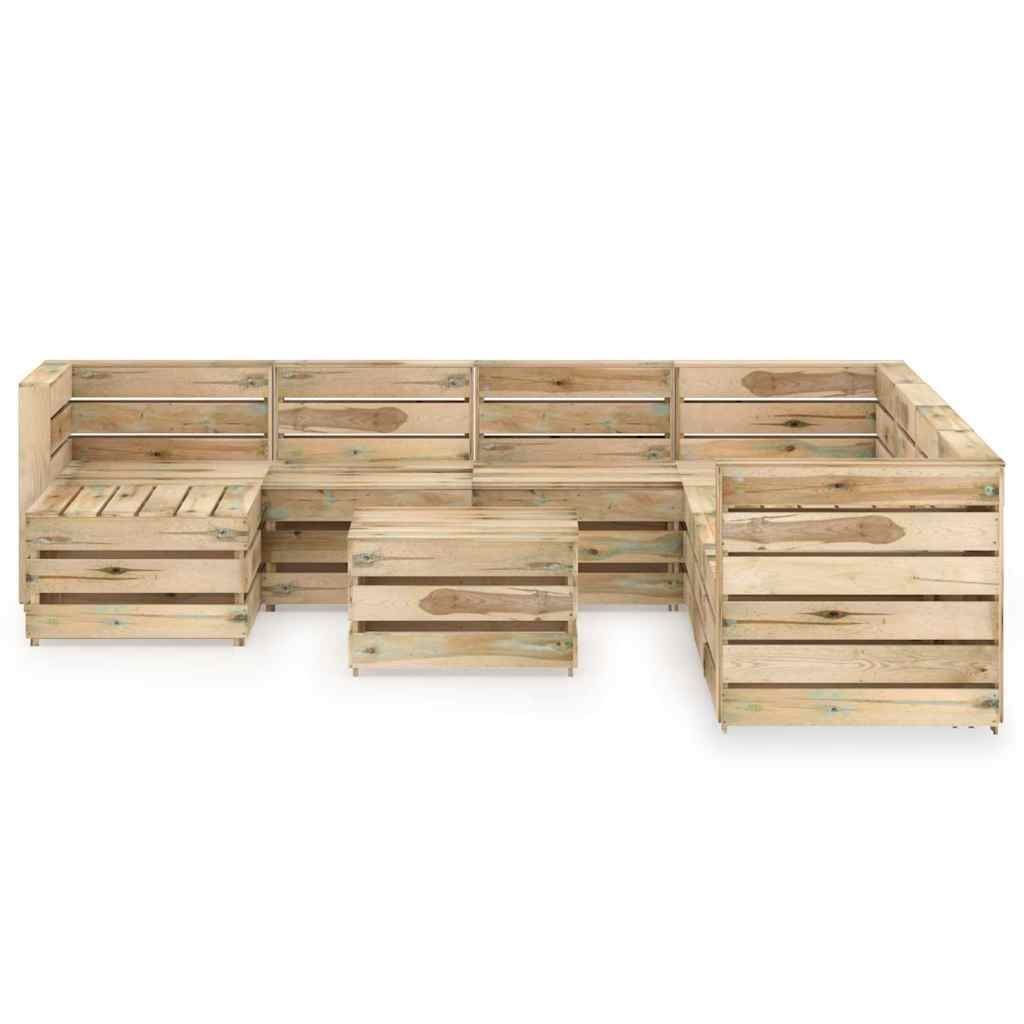 Set Salotto da Giardino 9 pz in Legno di Pino Impregnato Verde vidaXL