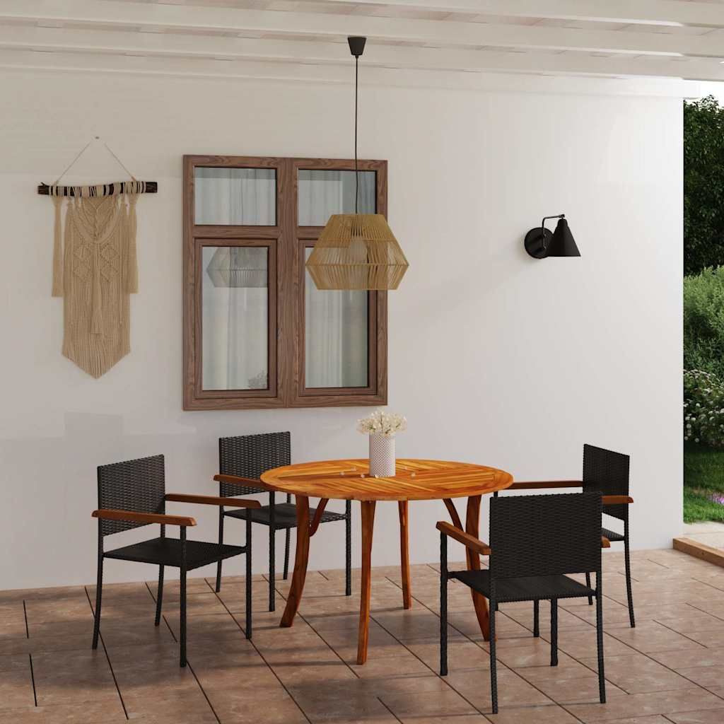 Set Mobili da Pranzo per Giardino 5 pz Nero vidaXL