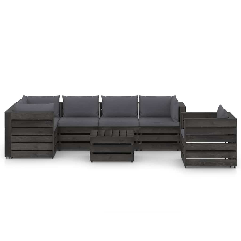 Set Salotto da Giardino con Cuscini 7pz Legno Impregnato Grigio vidaXL