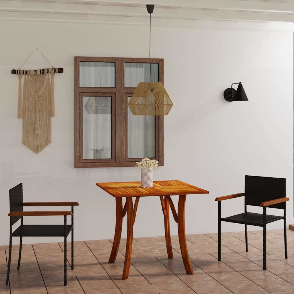 Set Mobili da Pranzo per Giardino 3 pz Nero vidaXL