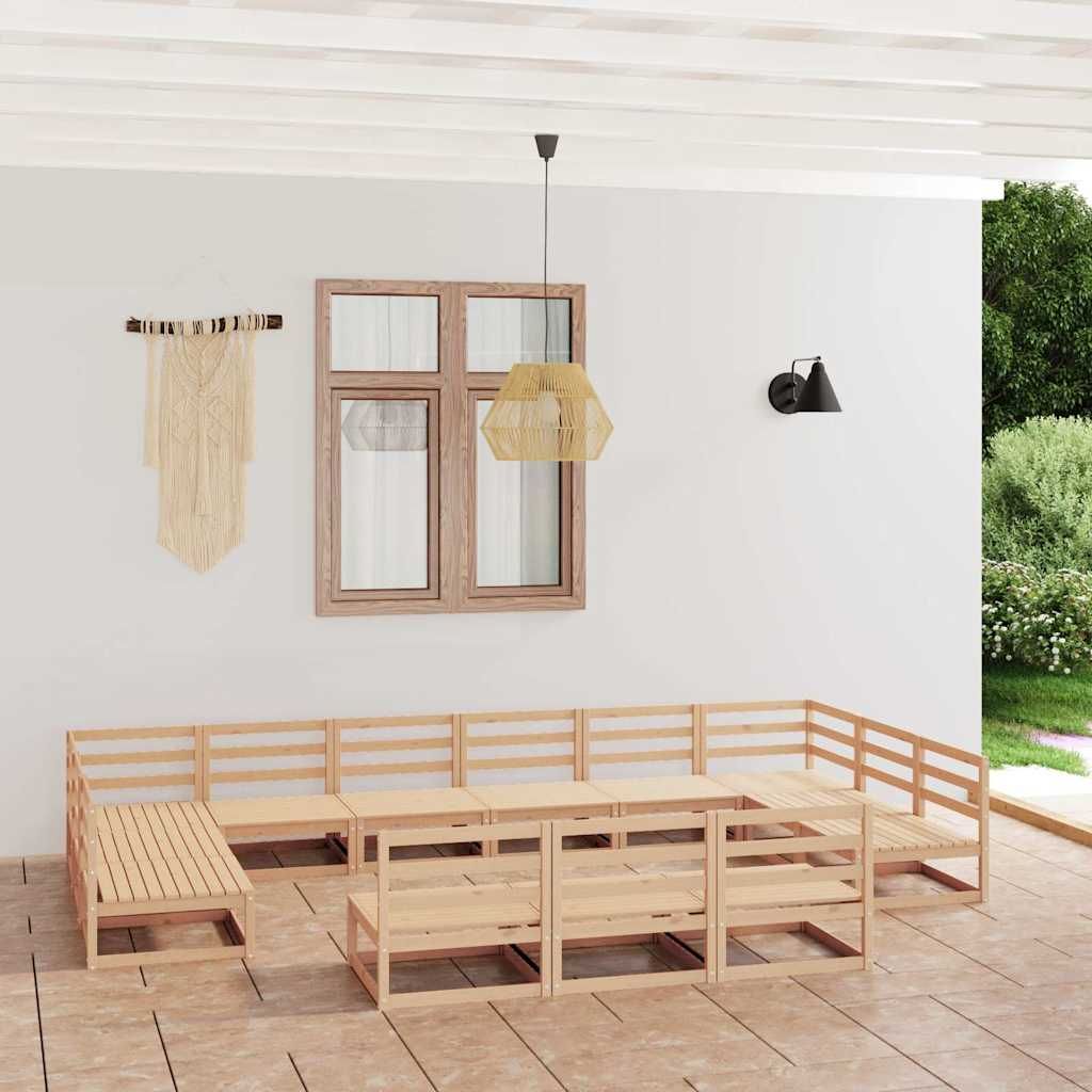 Set Divani da Giardino 13 pz in Legno Massello di Pino vidaXL