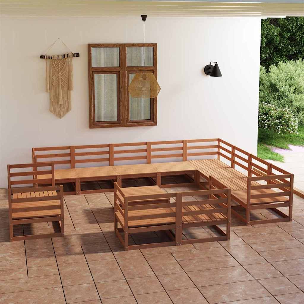 Set Divani da Giardino 13 pz Marrone Ambra in Massello di Pino vidaXL