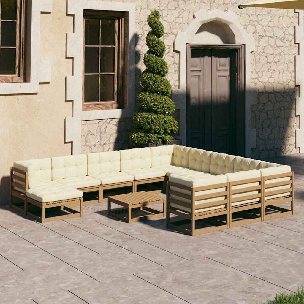 Set Salotto Giardino e Cuscini 13 pz Legno Massello Pino Ambra vidaXL