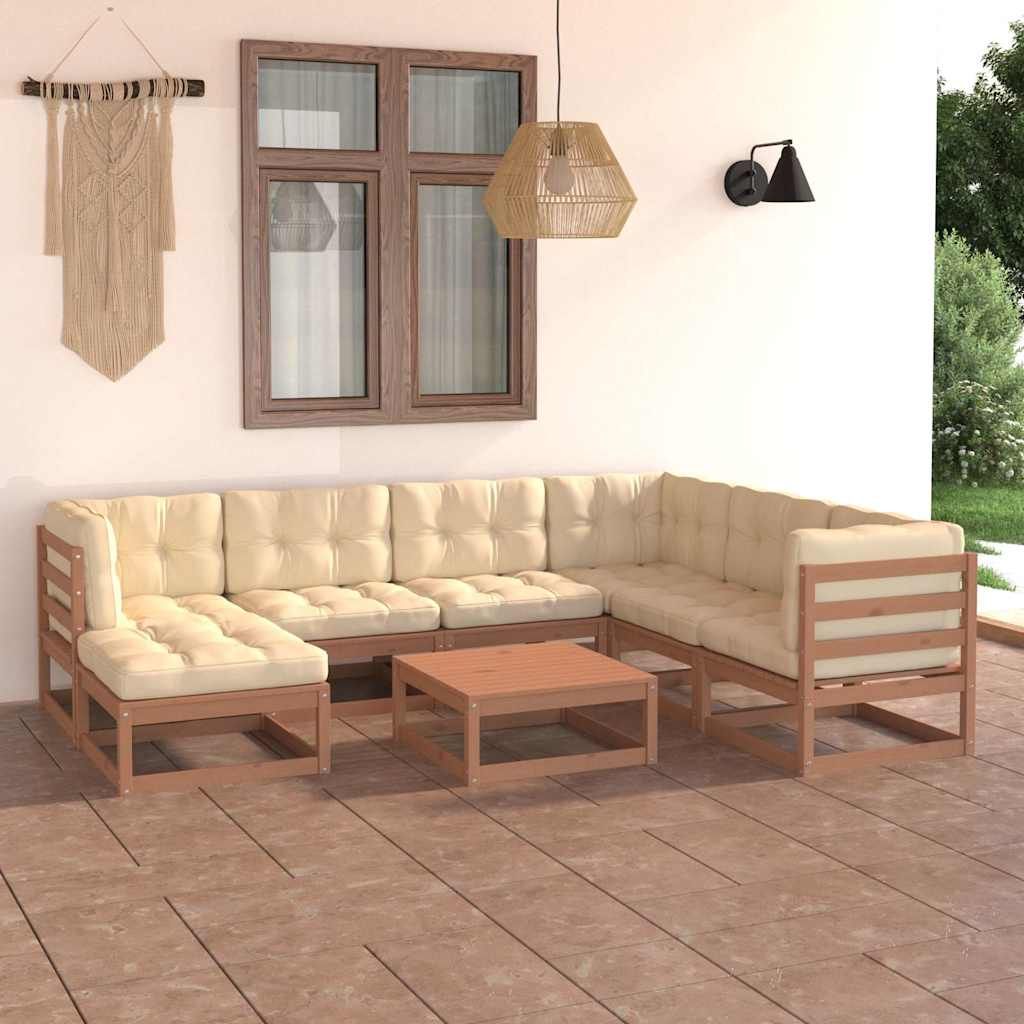 Set Salotto Giardino 8 pz Cuscini Antracite Legno Massello Pino vidaXL