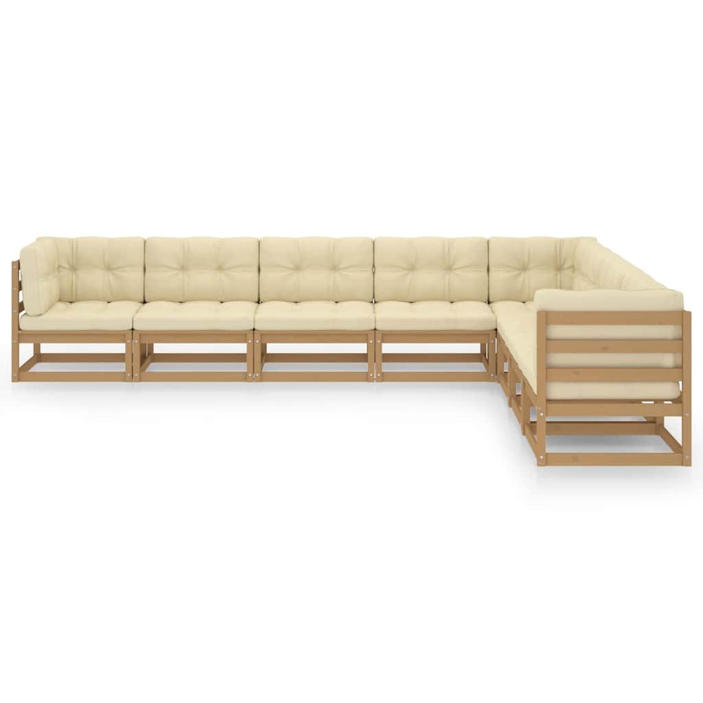 Set Salotto Giardino e Cuscini 8 pz Legno Massello Pino Ambra vidaXL