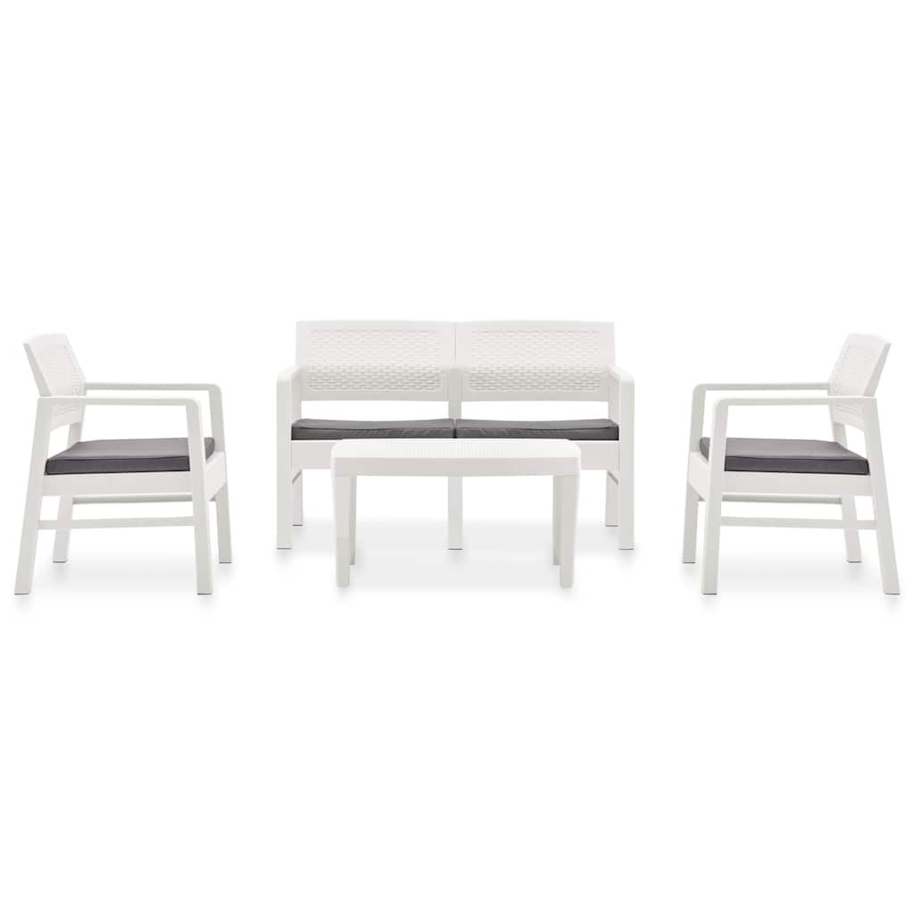 Set Divani da Giardino con Cuscini 4 pz in Plastica Bianco vidaXL