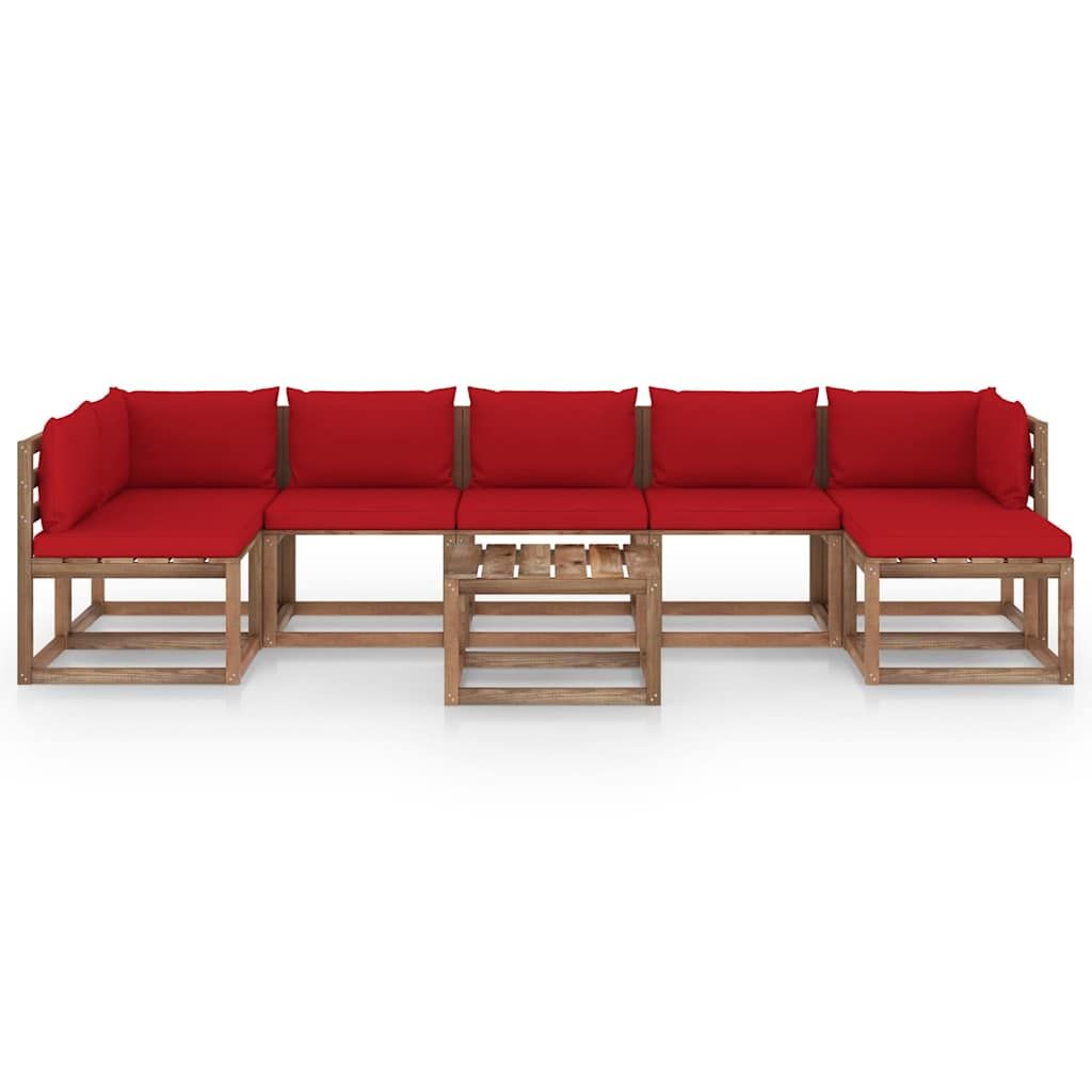Set Salotto da Giardino 8 pz con Cuscini Rossi vidaXL
