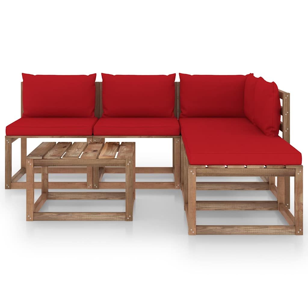 Set Salotto Giardino Pallet con Cuscini 6 pz in Pino Impregnato vidaXL