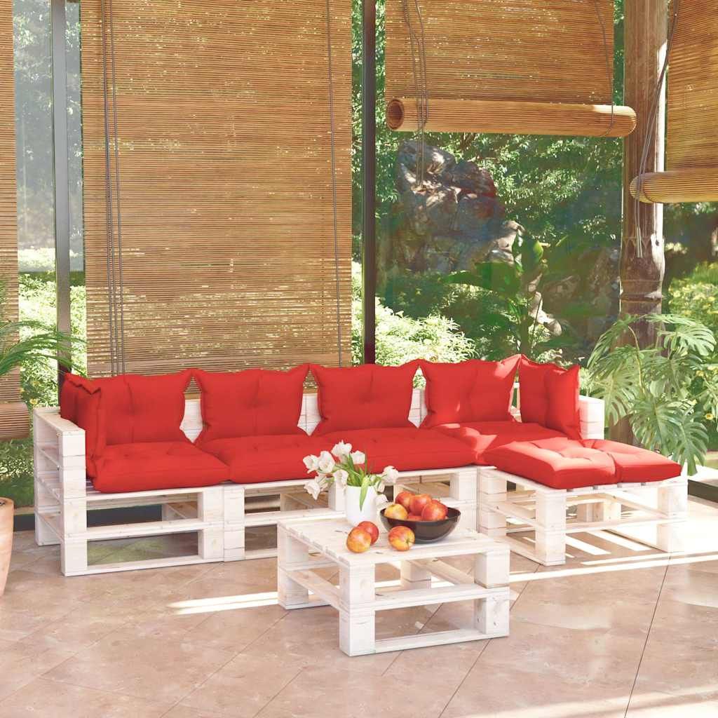 Set Salotto Giardino su Pallet Cuscini 6 pz in Legno di Pino vidaXL