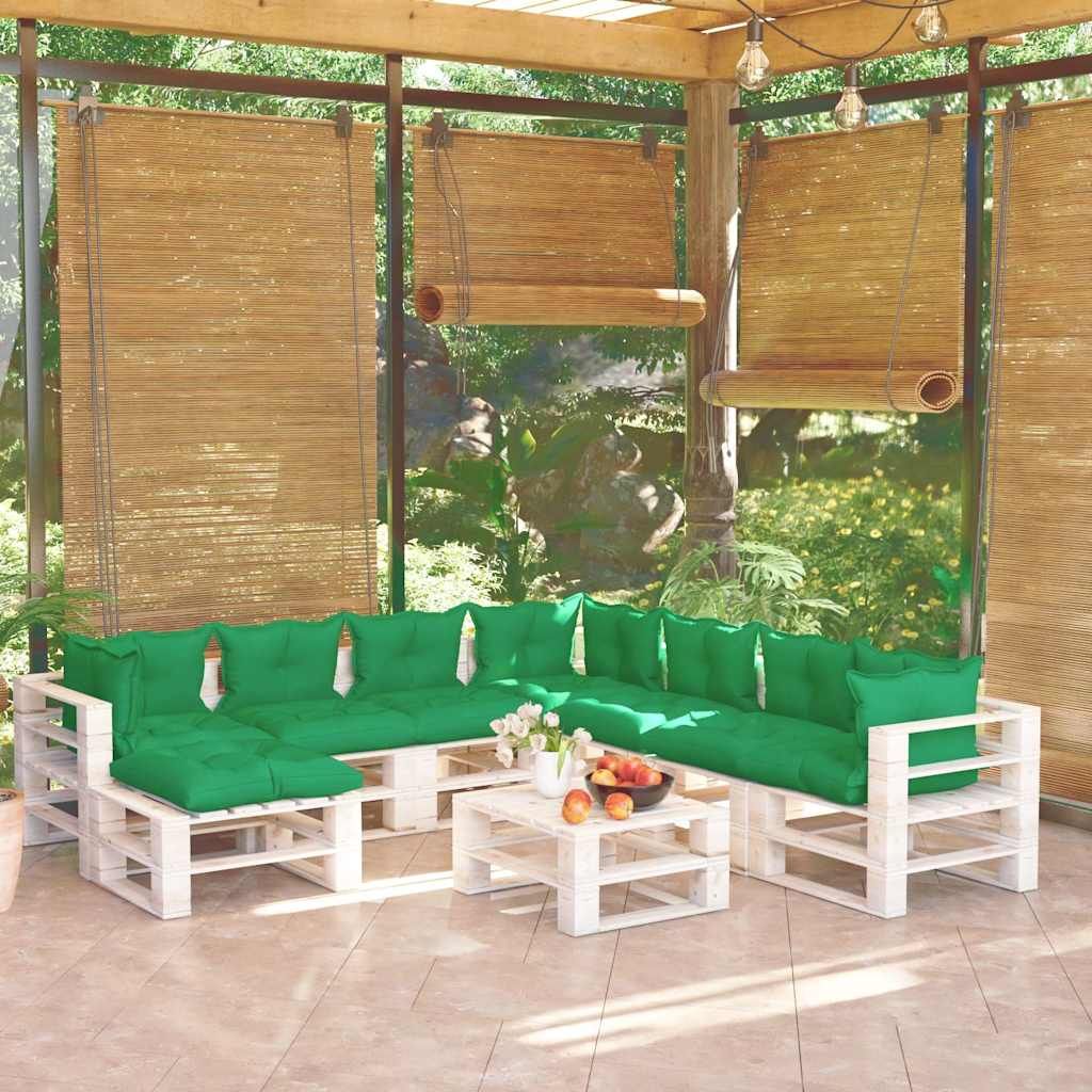 Salotto da Giardino in Pallet 9 pz e Cuscini in Legno di Pino vidaXL