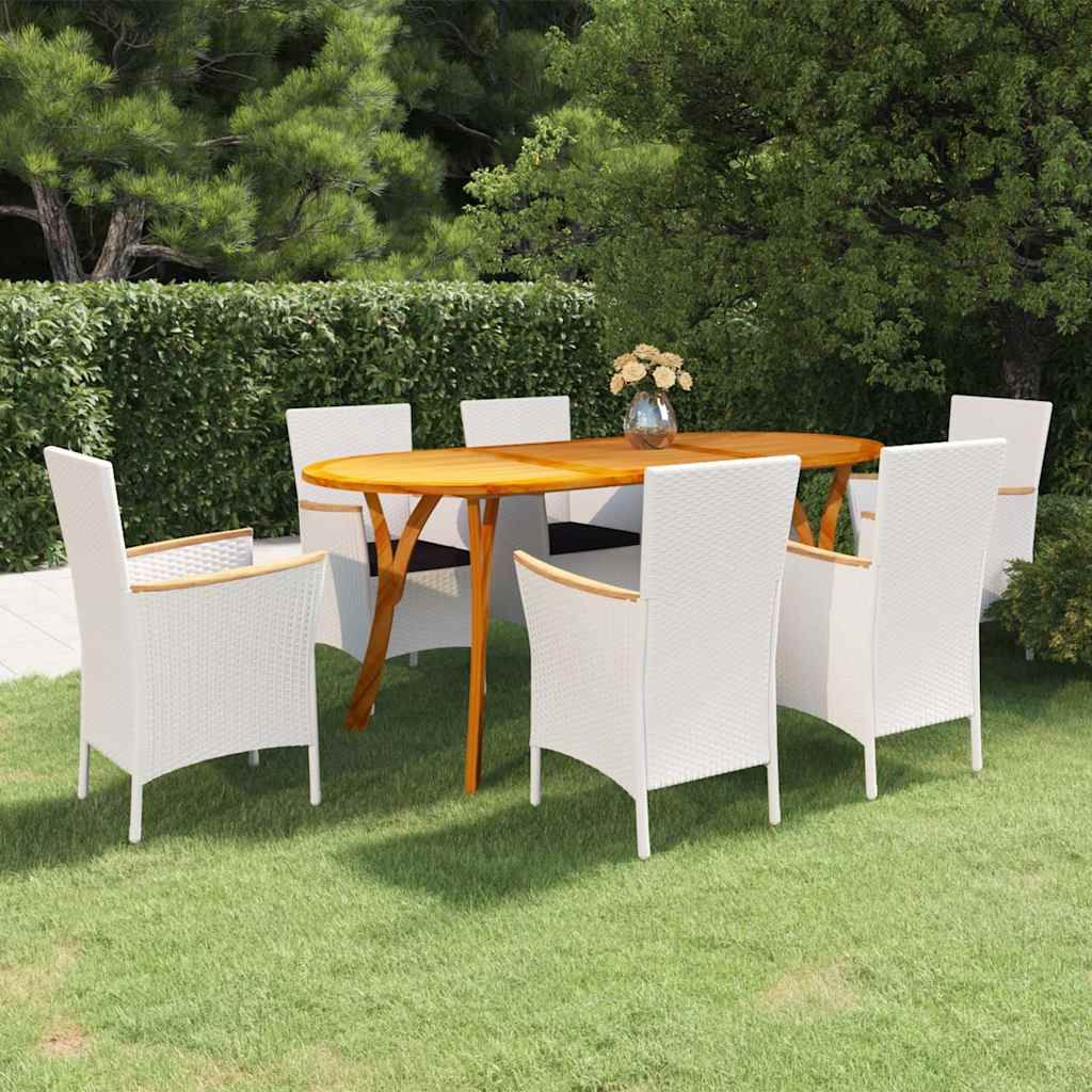 Set Mobili da Pranzo per Giardino 7 pz Bianco vidaXL