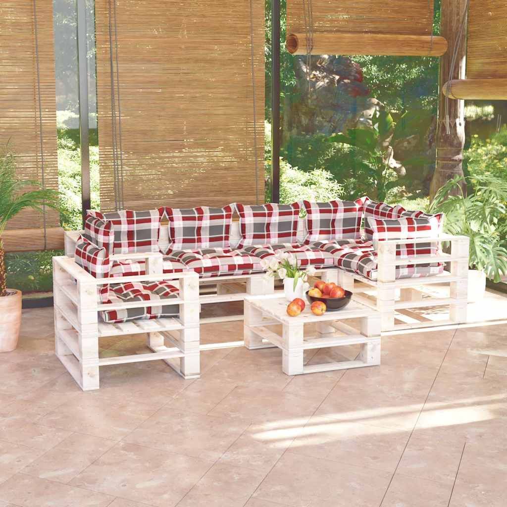 Set Divani da Giardino Pallet 7 pz con Cuscini in Legno di Pino vidaXL
