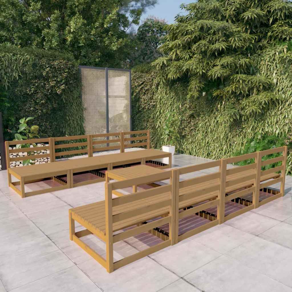 Set Salotto da Giardino 9pz Marrone Ambra Legno Massello Pino vidaXL