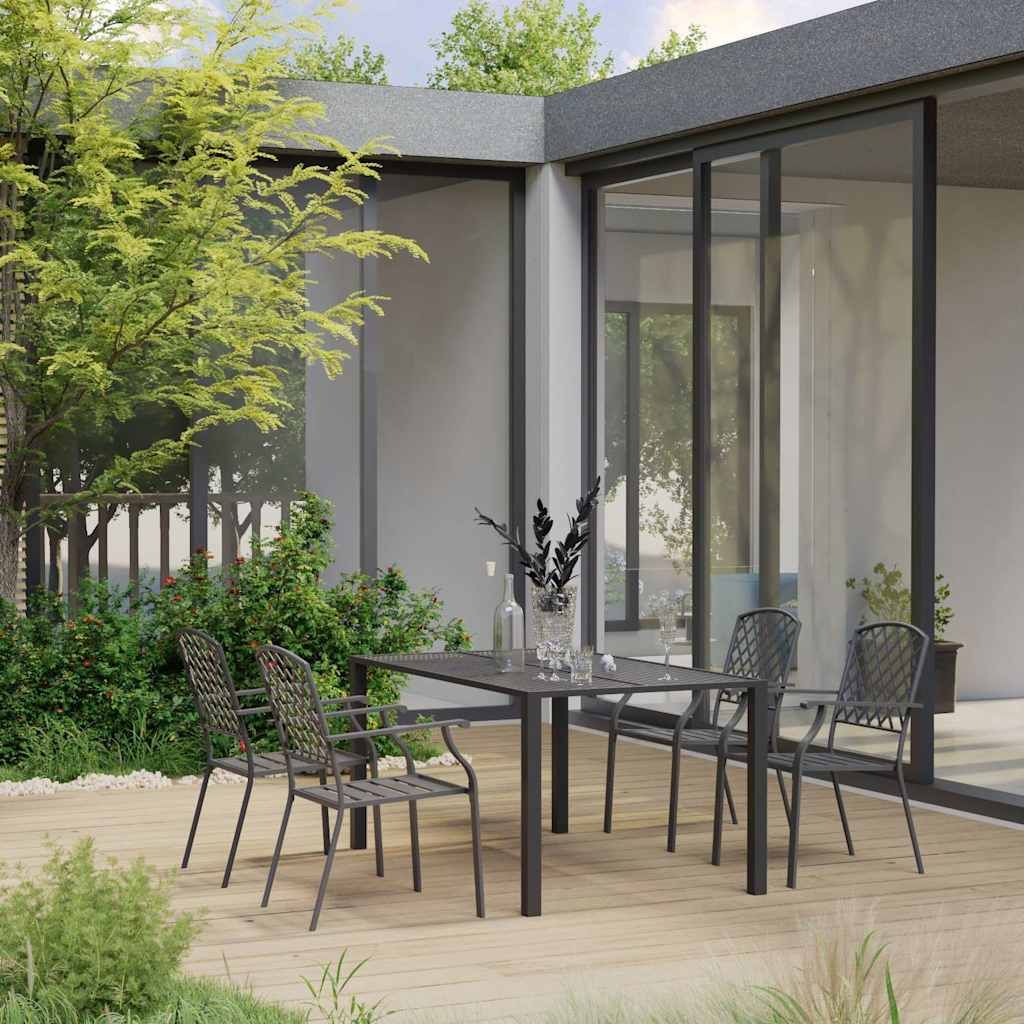Set Mobili da Pranzo per Giardino 5 pz in Acciaio Nero vidaXL
