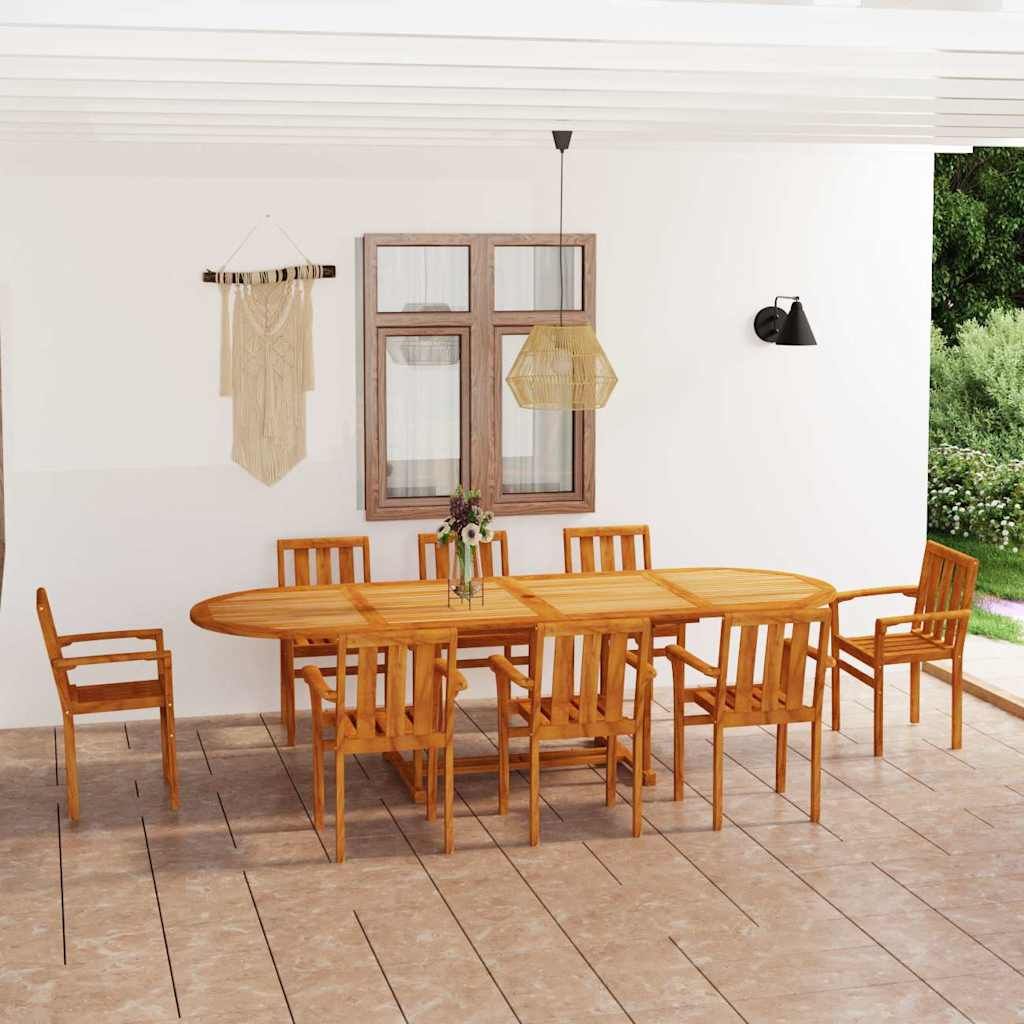 Set da Pranzo 9 pz in Legno Massello di Teak vidaXL