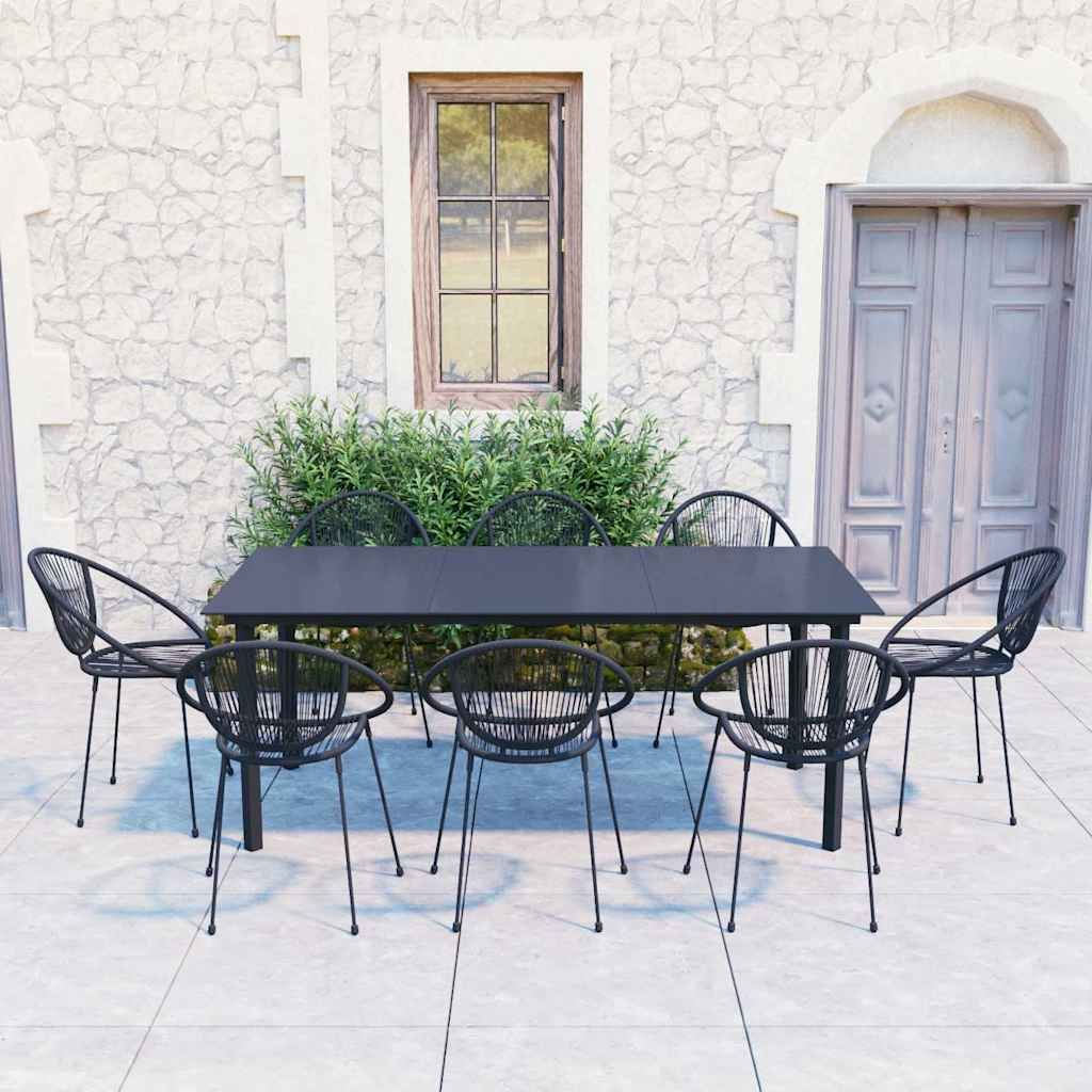 Set da Pranzo da Giardino 9 pz in Rattan PVC Nero vidaXL