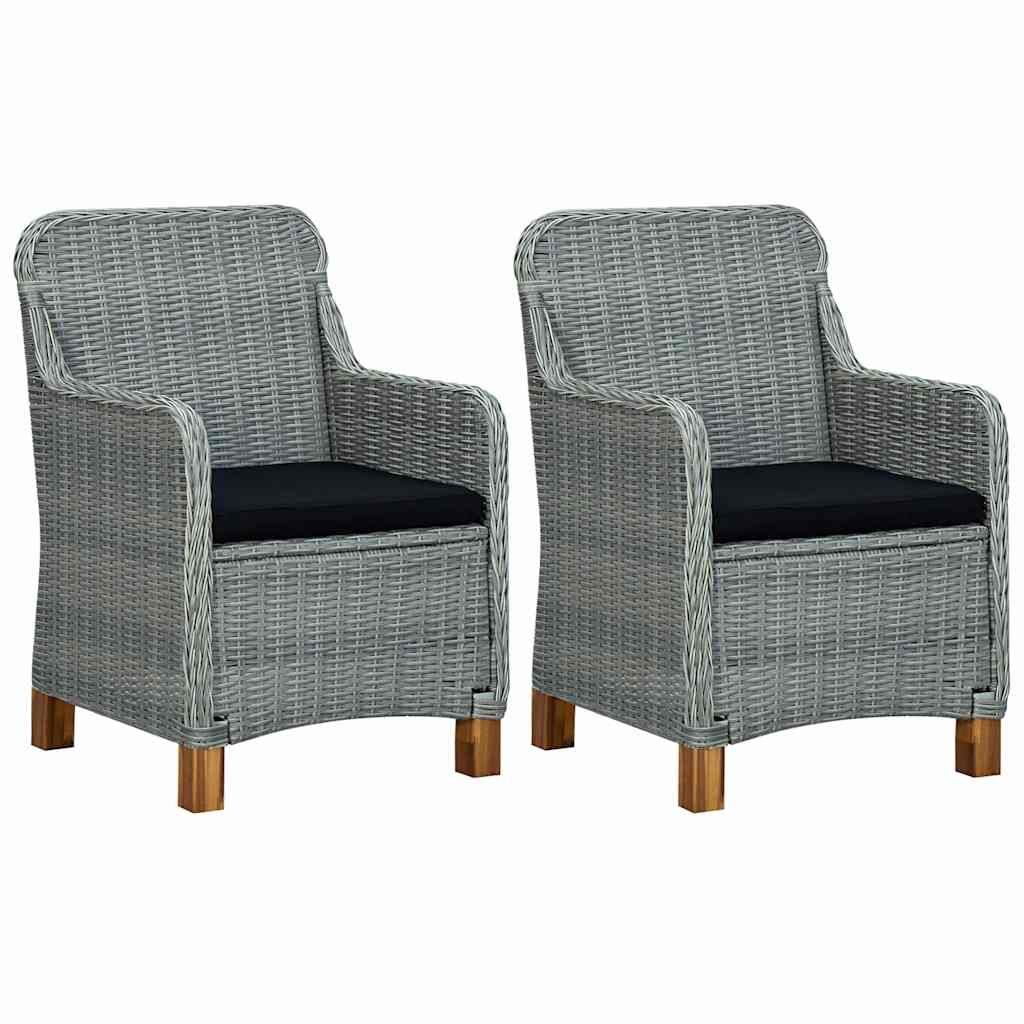 Set Divani da Giardino 3pz con Cuscini Polyrattan Grigio Chiaro vidaXL