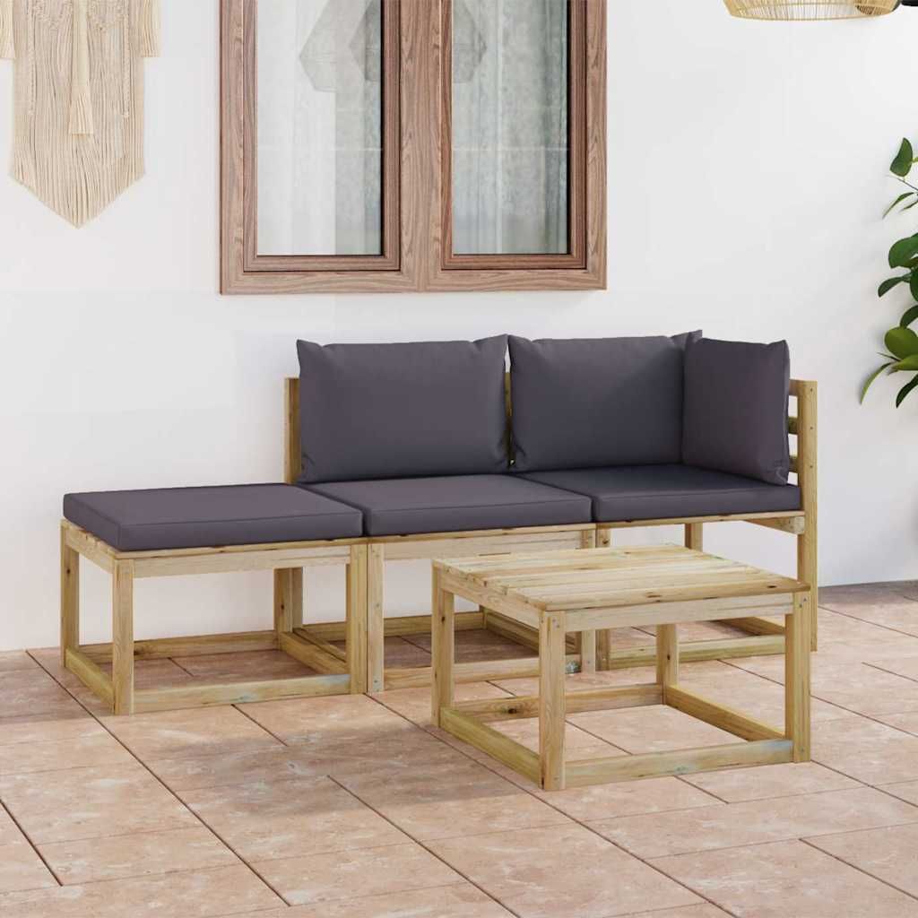 Set Divani da Giardino 4 pz con Cuscini Antracite vidaXL