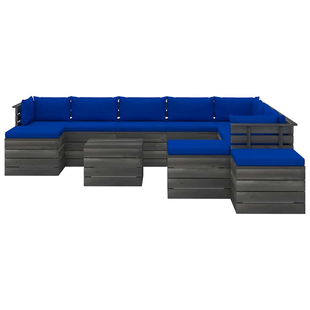 Set Divani da Giardino Pallet 12 pz con Cuscini Massello Pino vidaXL